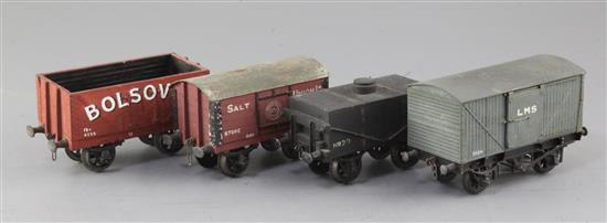 A Bolsover open wagon, no.4239, in red, a Salt Union Ltd box van, no.801, in red, a Tar tanker wagon, no. 20,